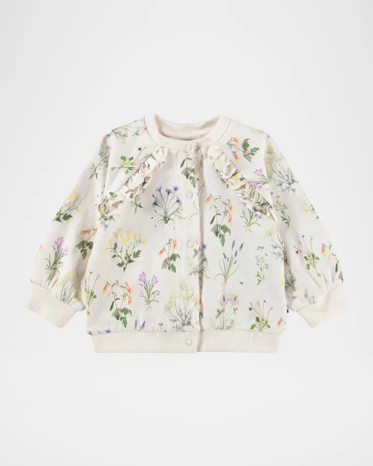 Girl's Daphne Floral-Print Knit Cardigan, Size 6M-2 by MOLO