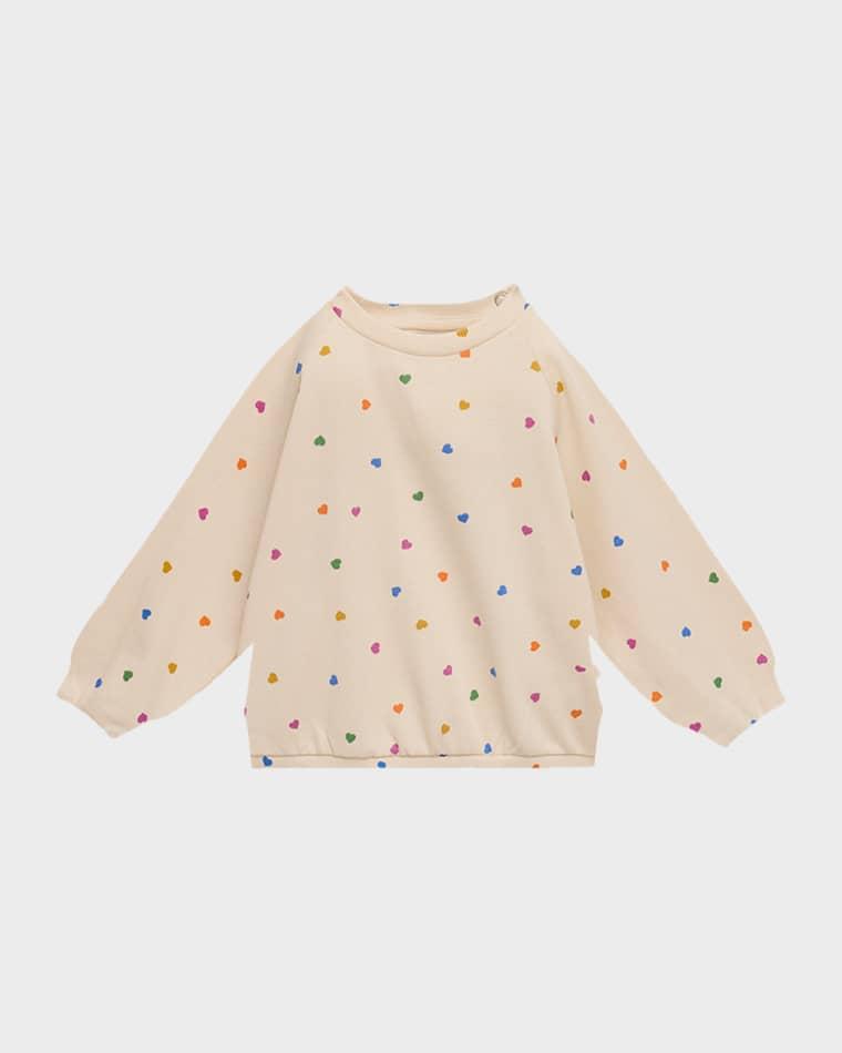 Girl's Disc Heart-Print Organic Cotton Sweatshirt, Size 3M-2 by MOLO