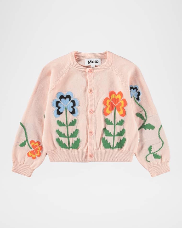 Girl's Gertrude Floral Intarsia-Knit Cardigan, Size 6M-2 by MOLO
