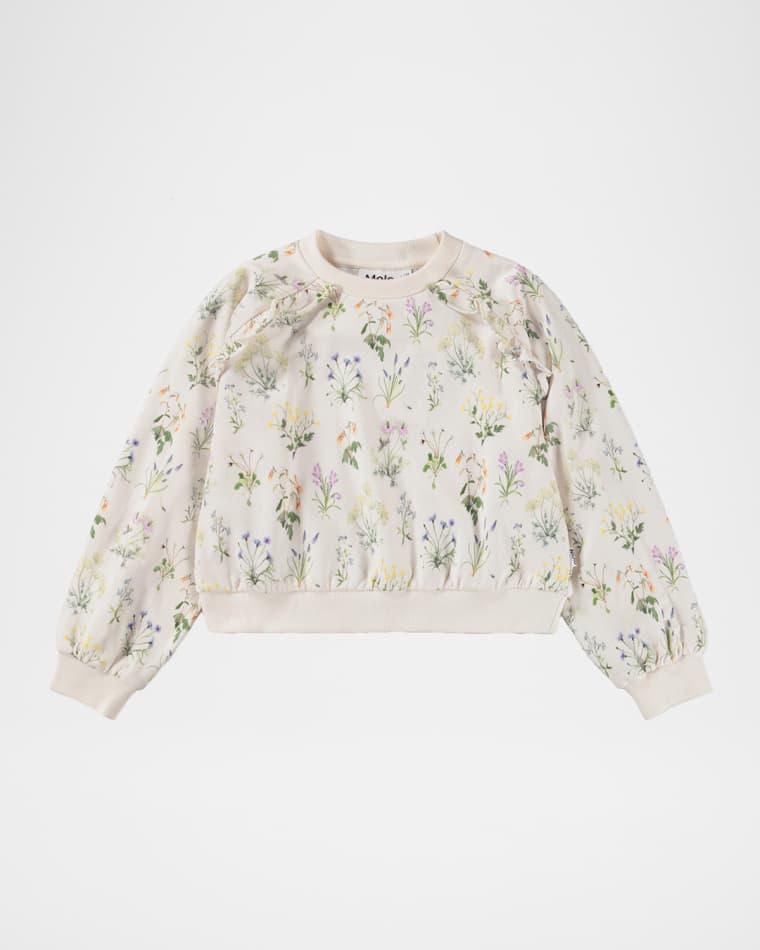 Girl's Mabel Floral-Print Organic Cotton Sweatshirt, Size 4-7 by MOLO