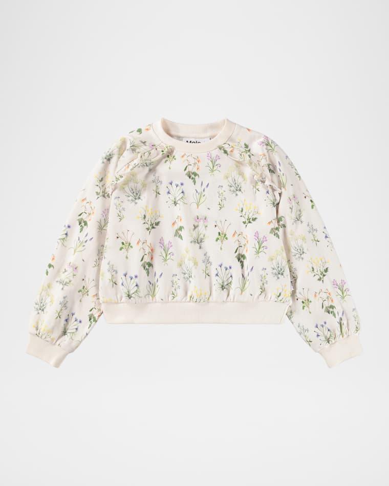 Girl's Mabel Floral-Print Stretch Cotton Sweatshirt, Size 8-12 by MOLO