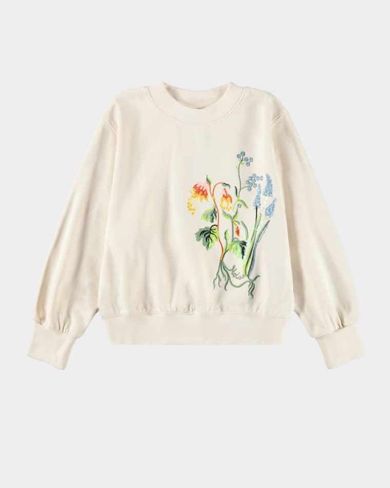 Girl's Marge Floral Sequined Organic Cotton Sweatshirt, Size 8-12 by MOLO