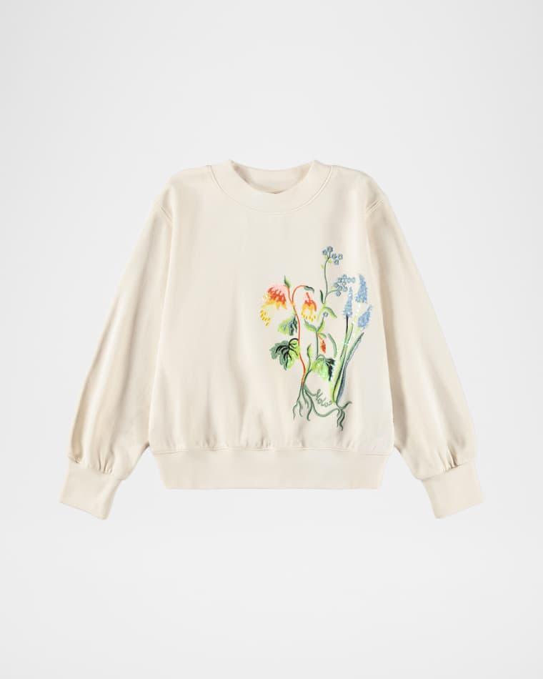 Girl's Marge Sequin-Embroidered Cotton Sweatshirt, Size 4-7 by MOLO