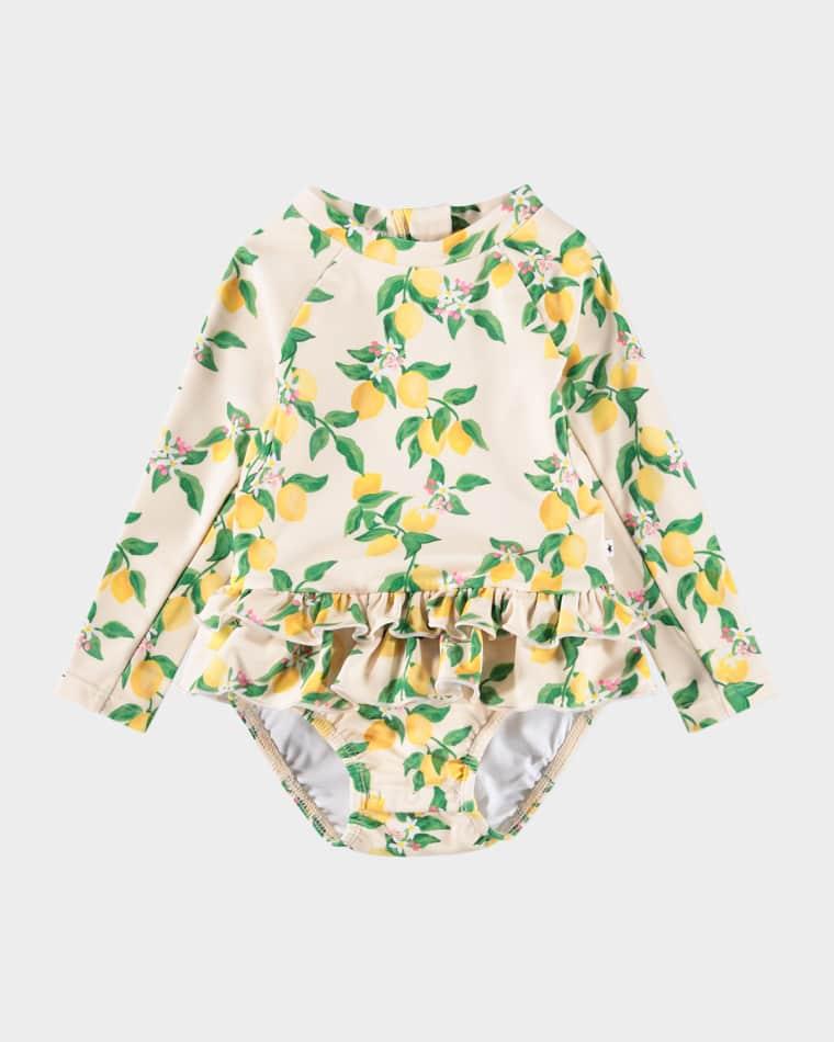 Girl's Narice Ruffled One-Piece Swimsuit, Size 3M-3 by MOLO