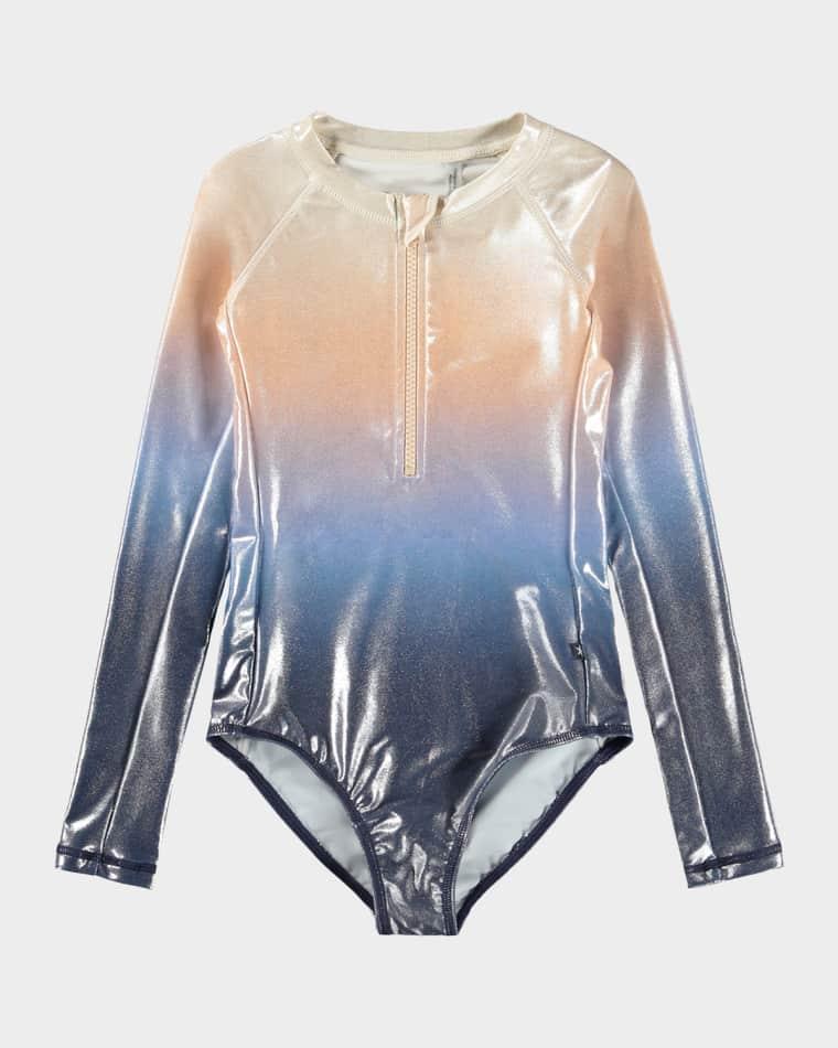 Girl's Necky Long-Sleeved One-Piece Swimsuit, Size 5-14 by MOLO