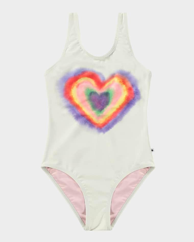 Girl's Nika Printed Low Back Swimsuit, Size 8-12 by MOLO
