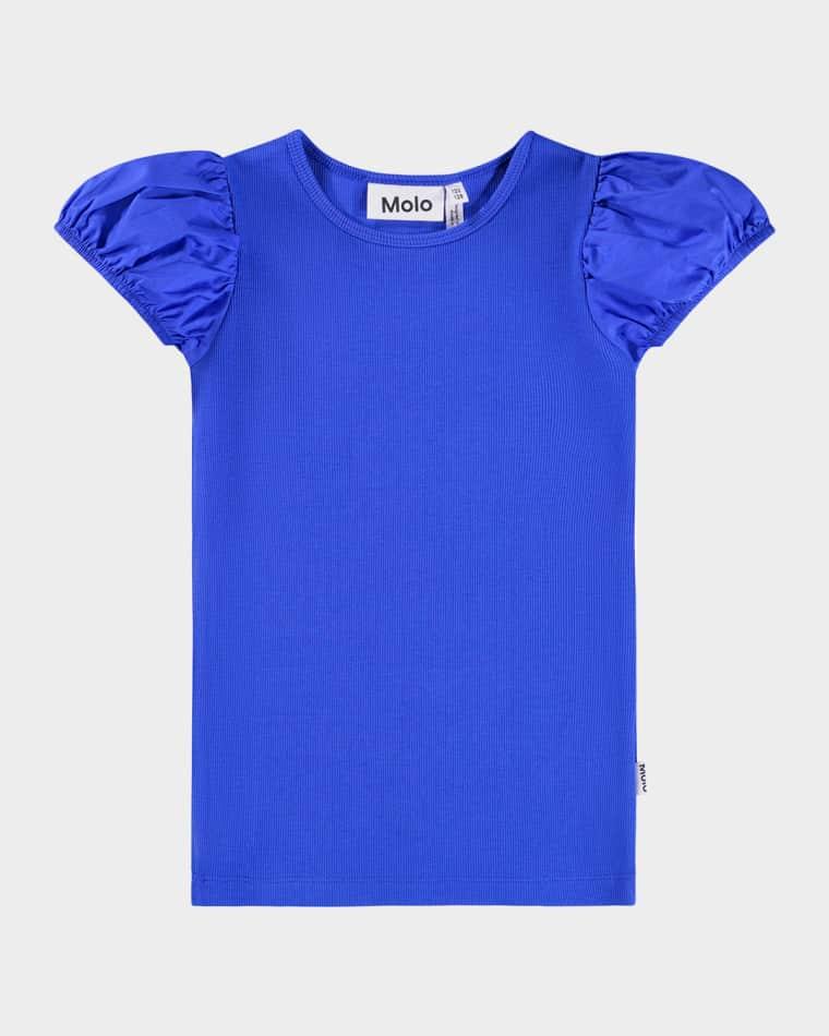 Girl's Raluca Ribbed Puff-Sleeve Top, Size 7-12 by MOLO