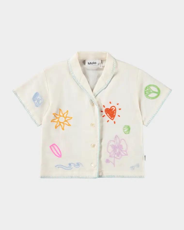 Girl's Rosalle Embroidered Organic Cotton Shirt, Size 7-12 by MOLO