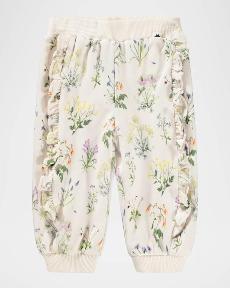 Girl's Sallie Frilly Floral Cotton Pants, Size 6M-2 by MOLO