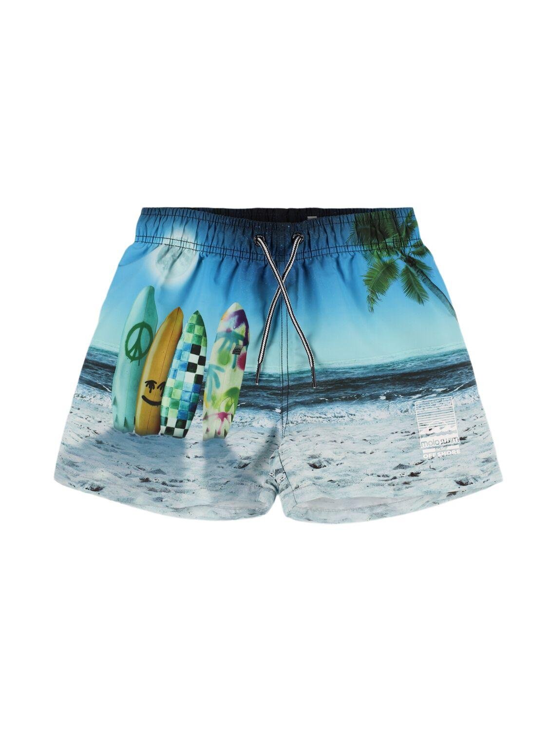Printed Recycled Nylon Swim Shorts by MOLO