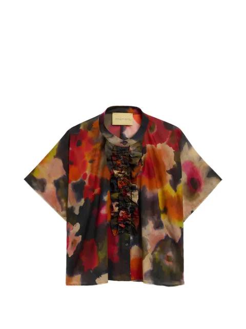 Berenice ruffled-trim kimono-sleeve shirt by MOMONI