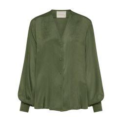 Lentinula shirt in solid colour acetate silk blend crepe by MOMONI