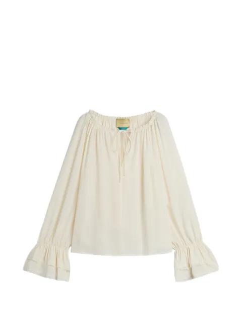Mendoza lace-trim ruffled blouse by MOMONI