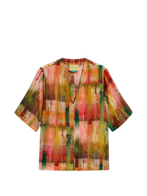 Organ printed habutai blouse by MOMONI