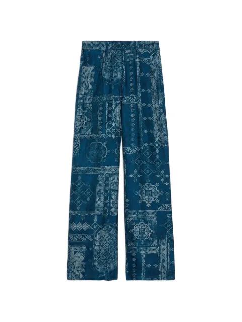 printed straight trousers by MOMONI