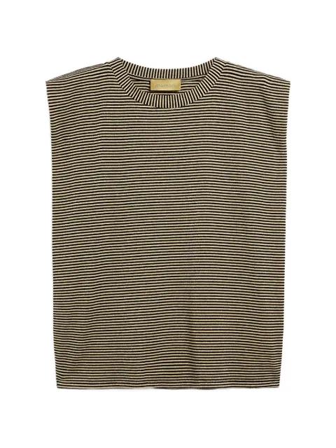 striped padded-shoulder T-shirt by MOMONI