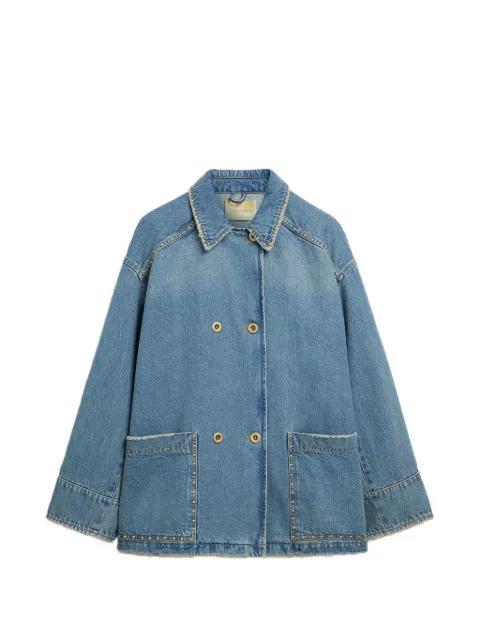 stud-embellished double-breasted jacket by MOMONI