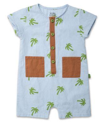 Boys' Linen Palm Tree Pocket Baby Romper - Baby by MON COEUR