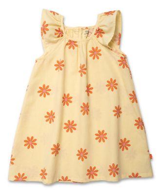 Girls' Linen Flower Power Flutter Sleeve Dress - Baby by MON COEUR