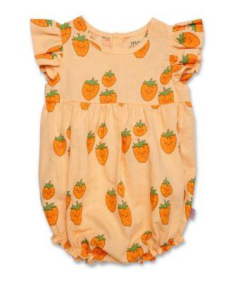 Girls' Linen Strawberry Ruffle Baby Romper - Baby by MON COEUR
