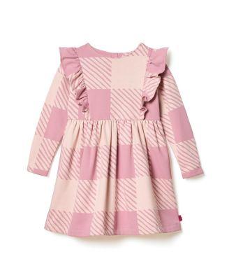 Girls' Recycled Cotton Buffalo Check Ruffle Dress - Little Kid by MON COEUR