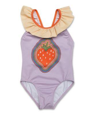 Girls' Recycled Strawberry Ruffle One Piece - Little Kid by MON COEUR