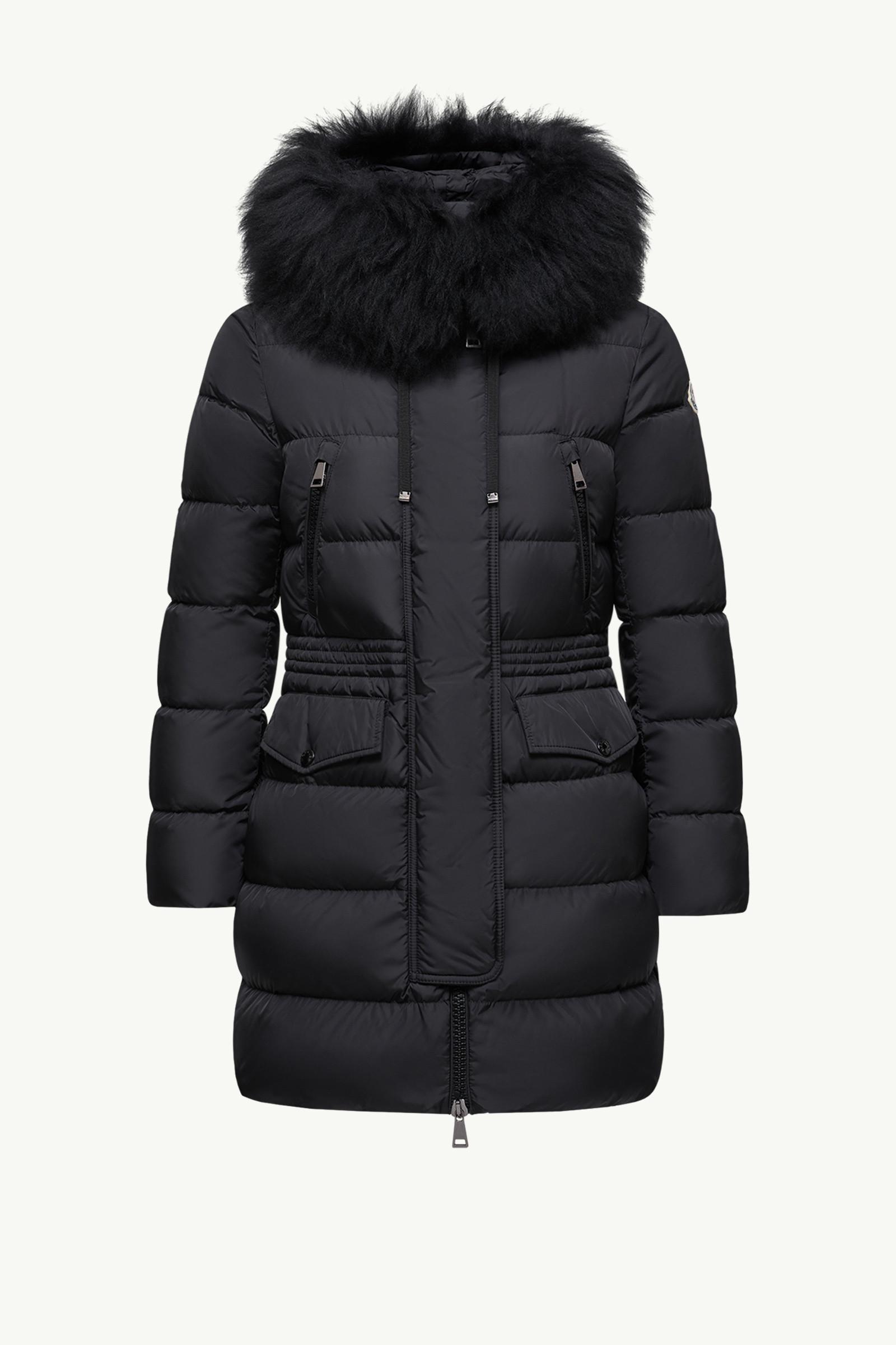 Aphroti Hooded Shearling-Trimmed Long Down Jacket by MONCLER
