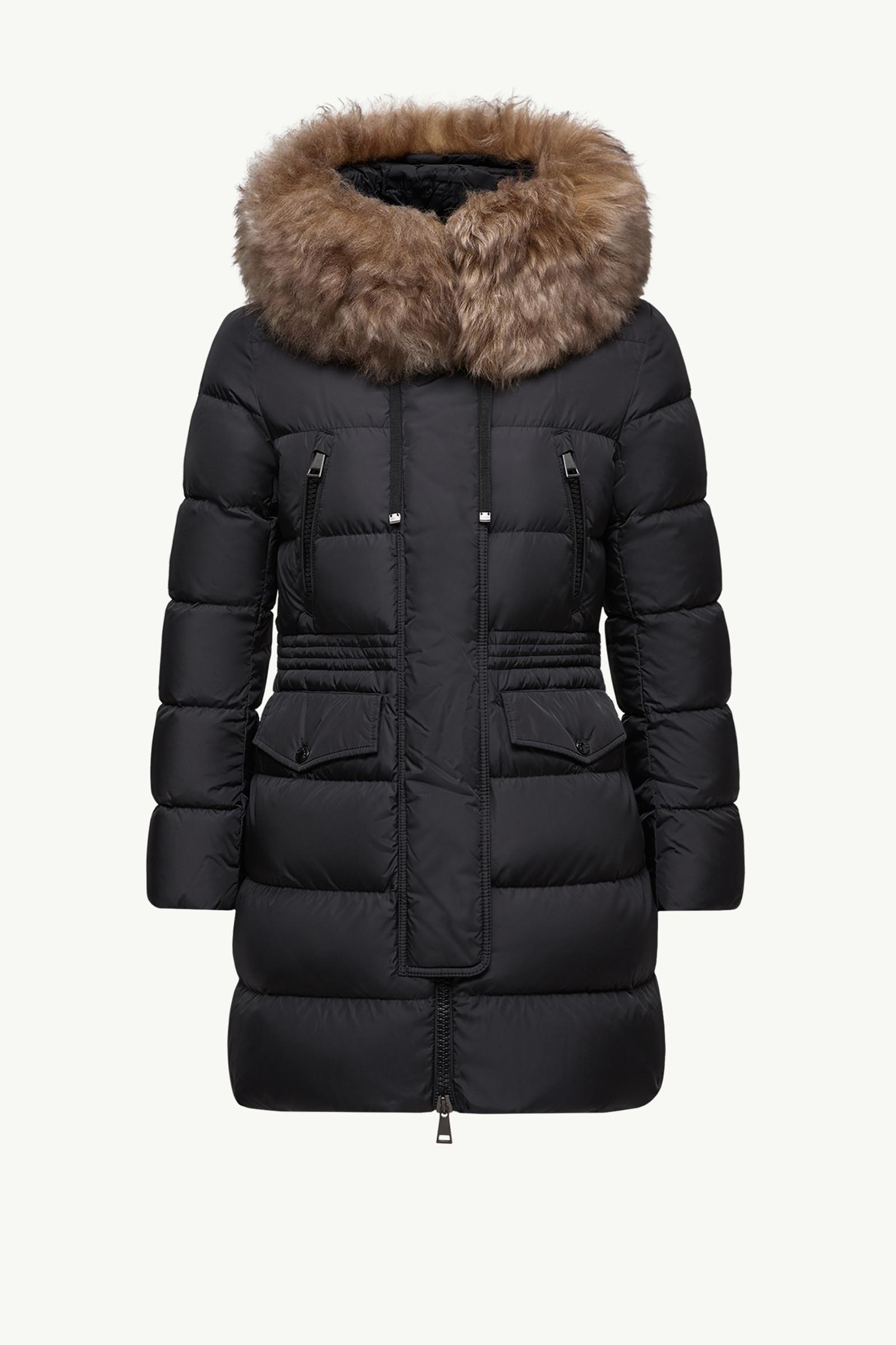 Aphroti Hooded Shearling-Trimmed Long Down Jacket by MONCLER