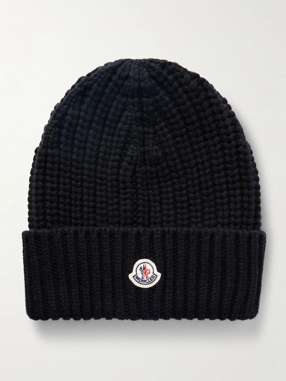 Appliquéd ribbed wool and cashmere-blend beanie by MONCLER