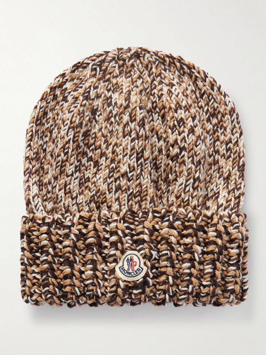 Appliquéd ribbed wool beanie by MONCLER