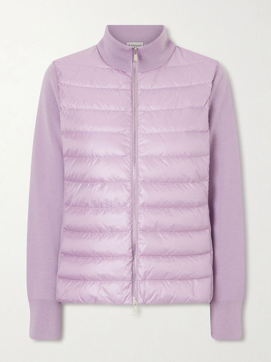 Appliquéd wool and quilted shell down cardigan by MONCLER