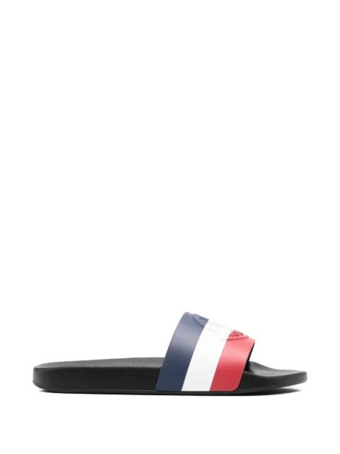 Basile striped logo-embossed slides by MONCLER