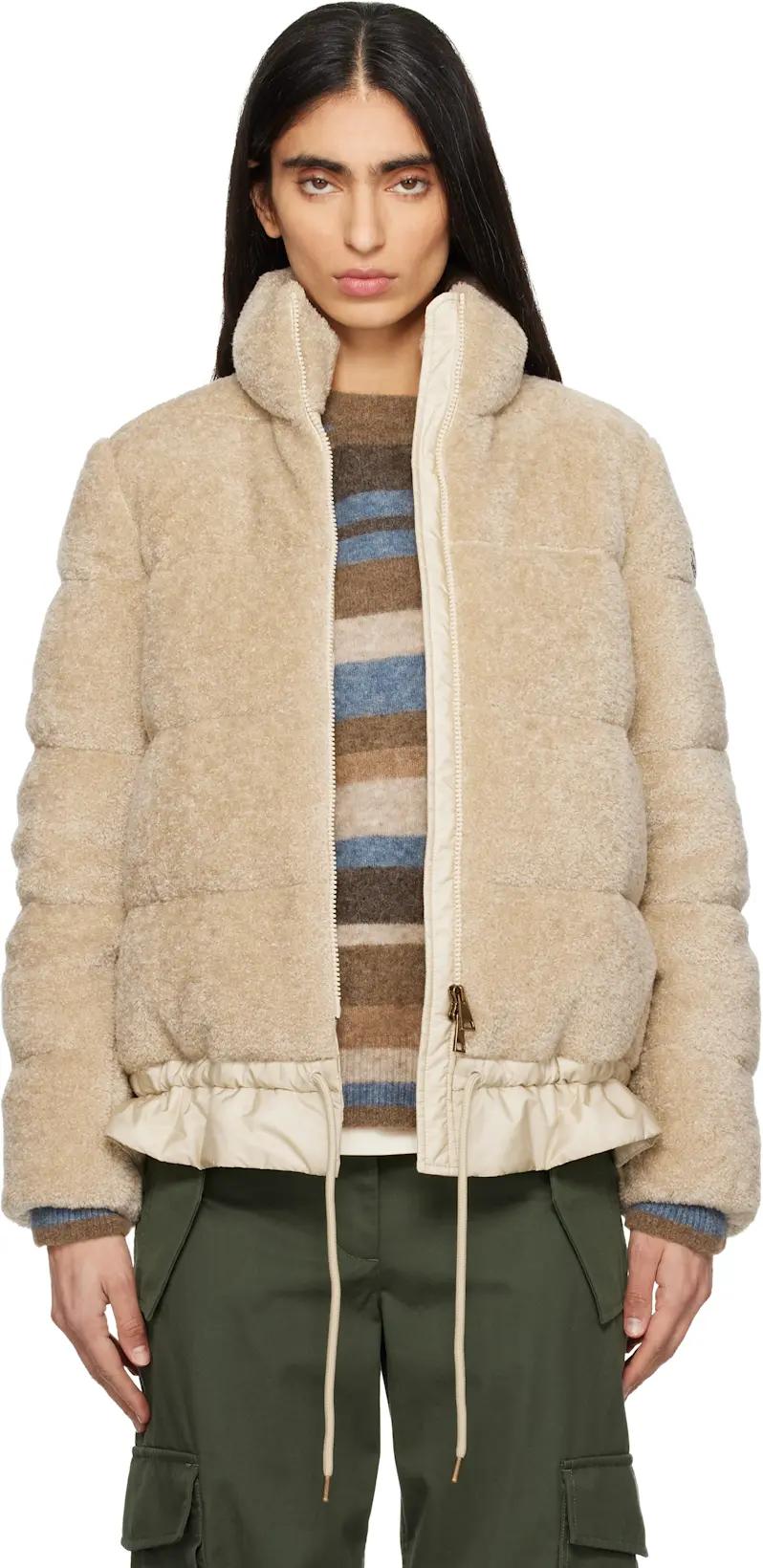 Beige Cedre Teddy Short Down Jacket by MONCLER