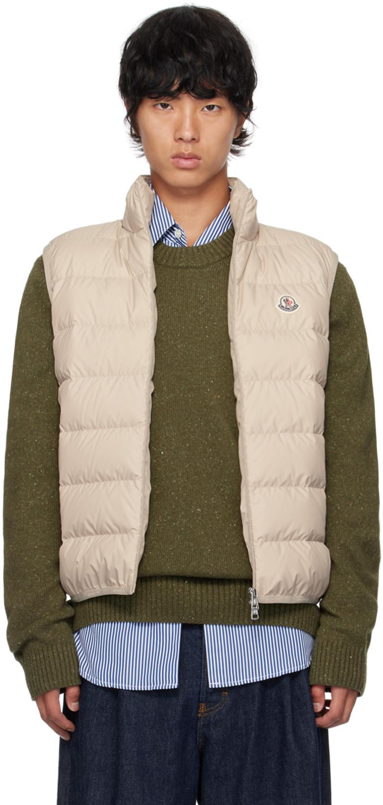 Beige Contrin Down Vest by MONCLER