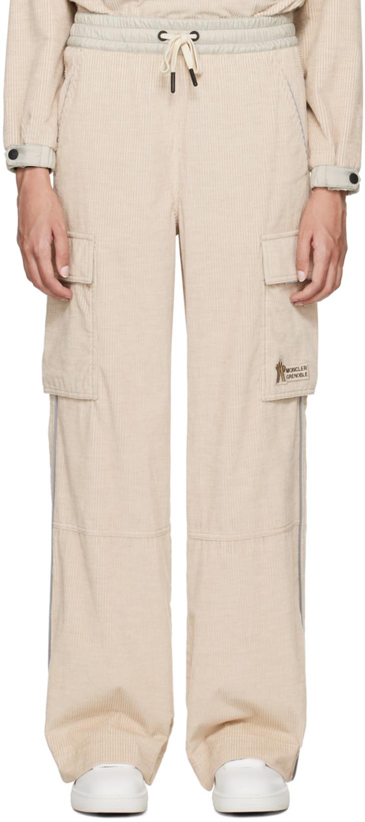Beige Drawstring Lounge Pants by MONCLER