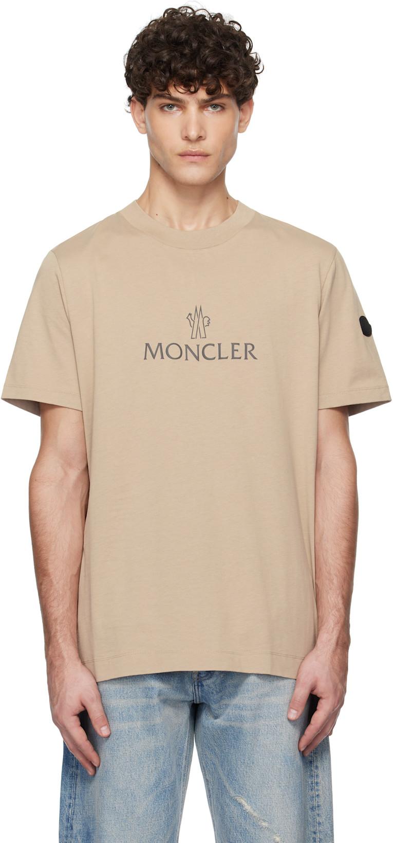 Beige Logo Cotton T-shirt by MONCLER
