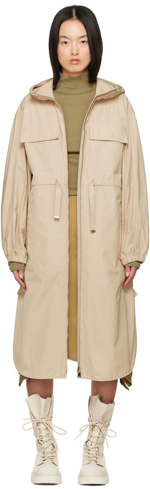 Beige Peronne Long Coat by MONCLER