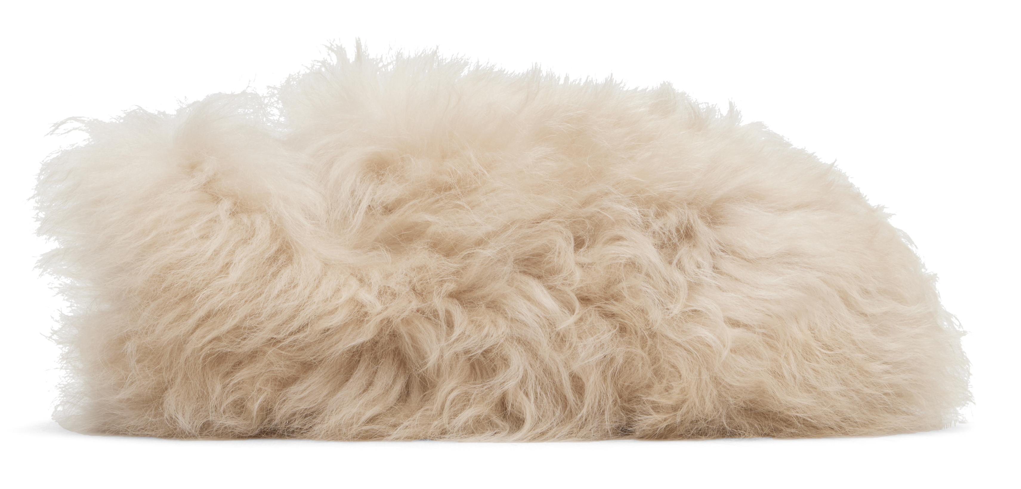 Beige Snug Shearling Ballerina Flats by MONCLER