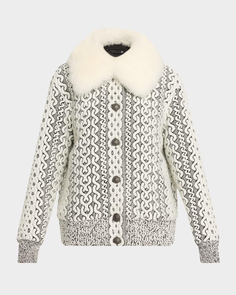 Beille Bomber Jacket with Detachable Shearling Collar by MONCLER