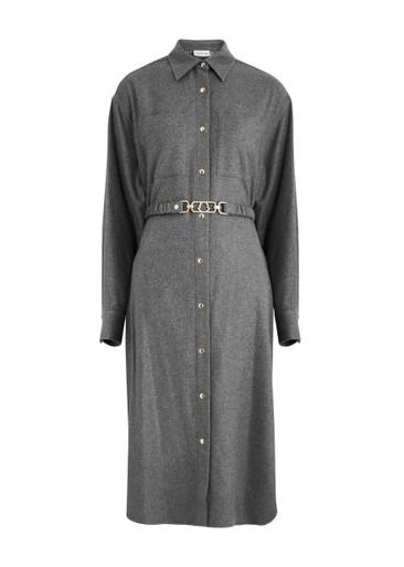 Belted wool-blend midi shirt dress by MONCLER