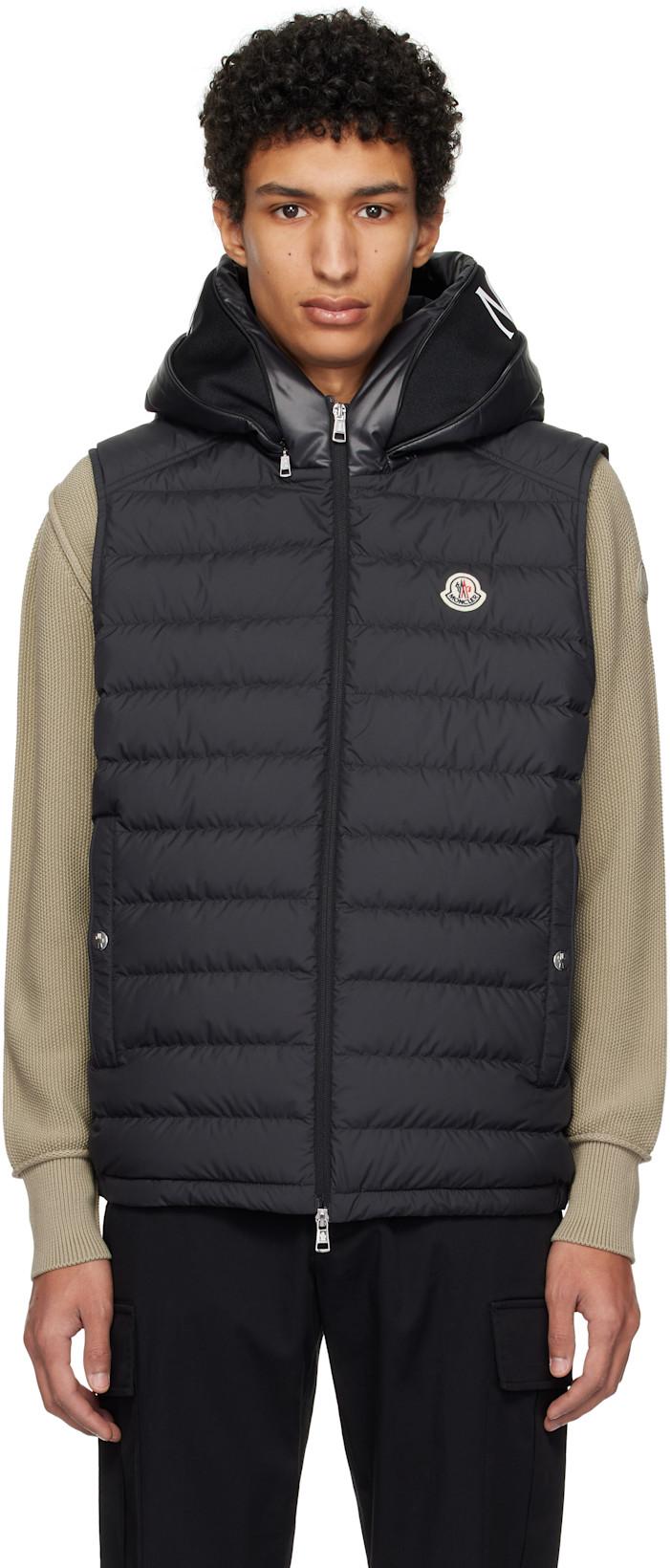 Black Bourget Hooded Down Vest by MONCLER