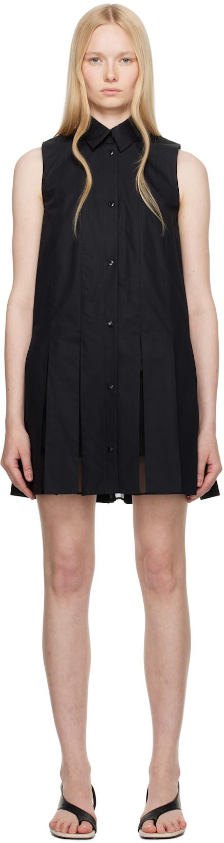 Black Cotton & Silk Shirt Minidress by MONCLER