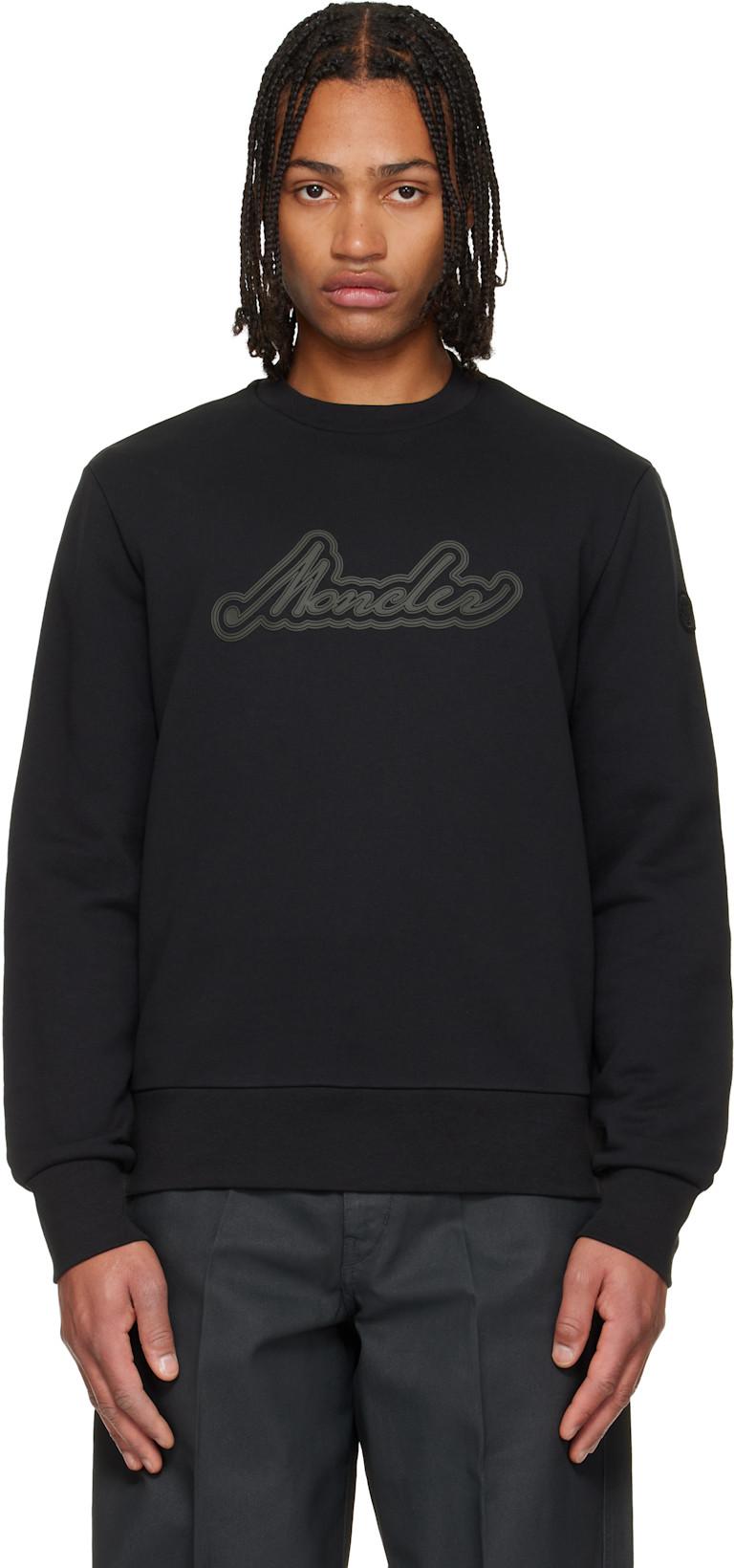 Black Cursive Logo Cotton Sweatshirt by MONCLER