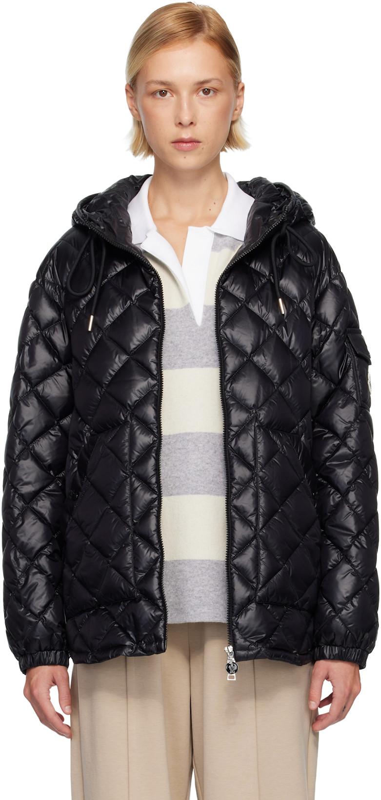 Black Diamond-Quilted Hooded Short Down Jacket by MONCLER