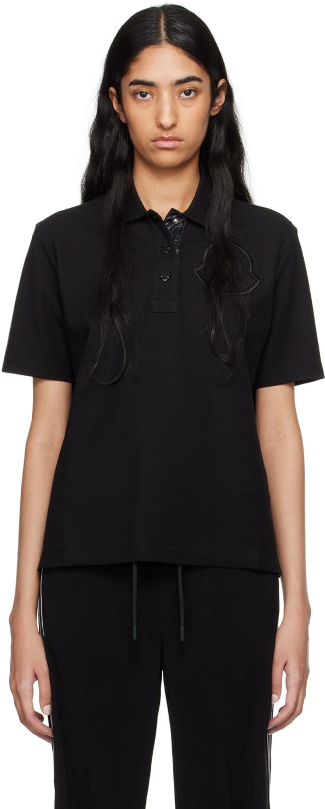 Black Embroidered-Logo Polo by MONCLER