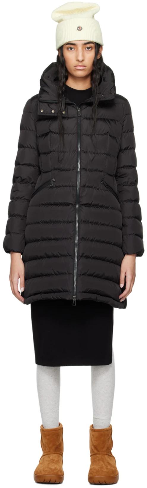 Black Flammette Down Coat by MONCLER