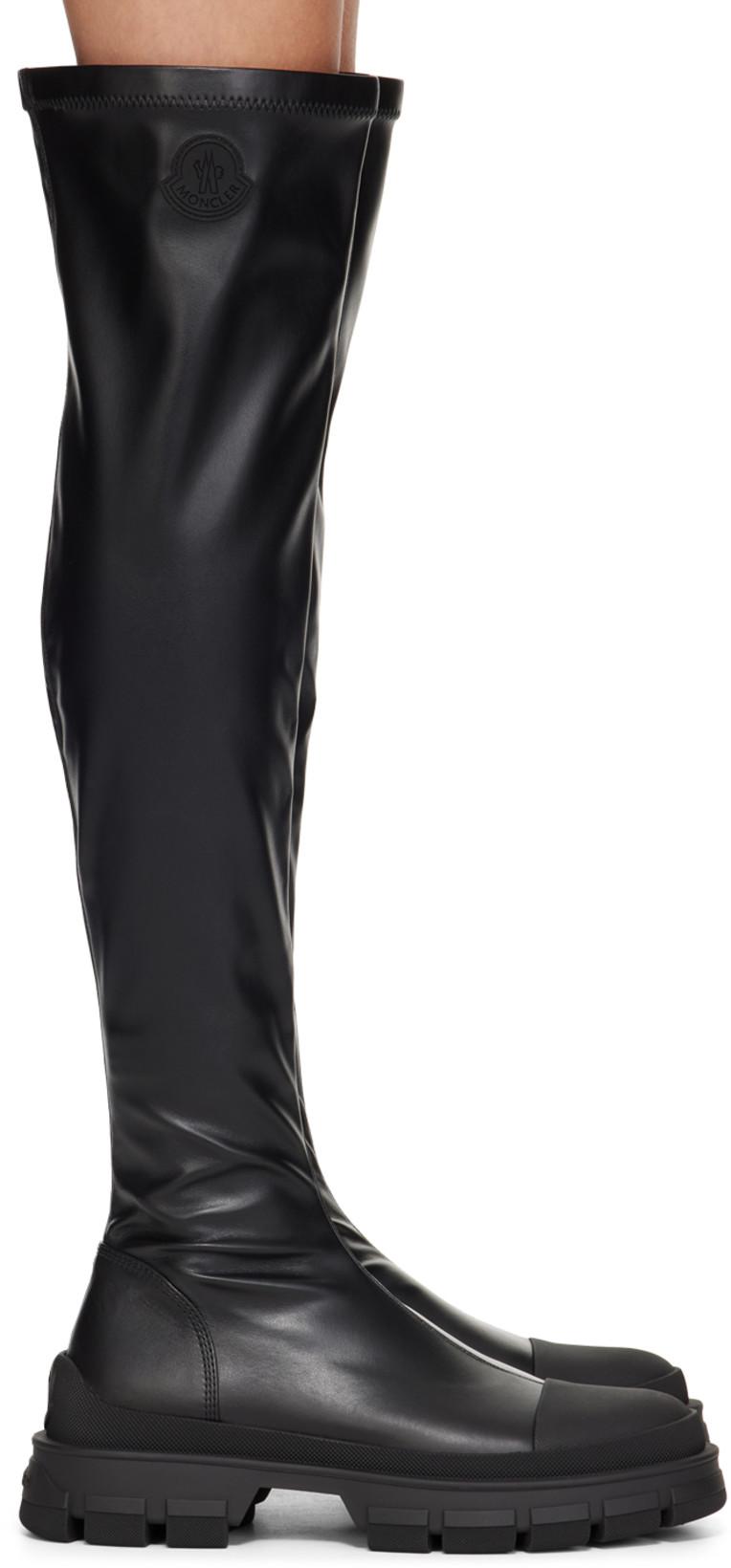 Black Hevea High Tall Boots by MONCLER