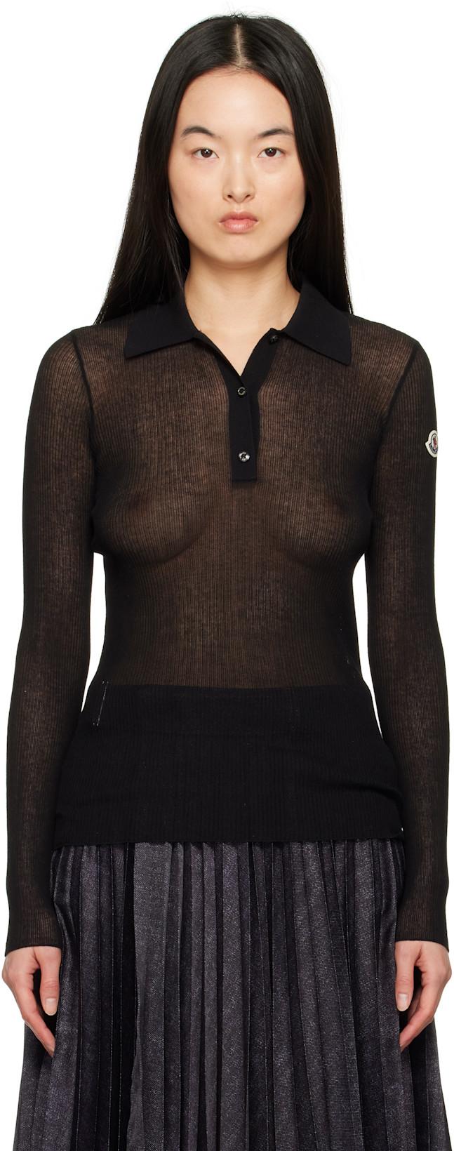 Black LS Polo by MONCLER