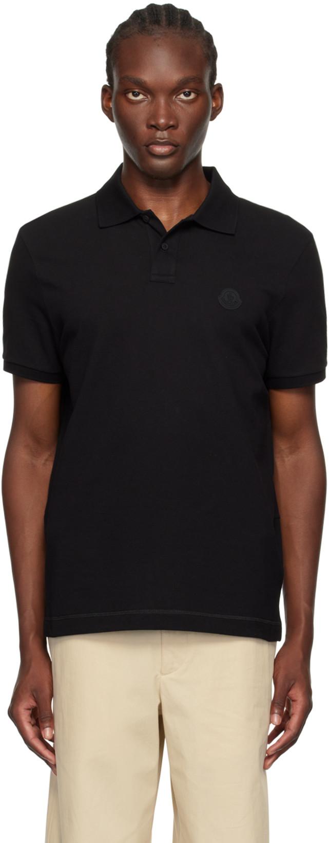 Black Logo Patch Polo by MONCLER
