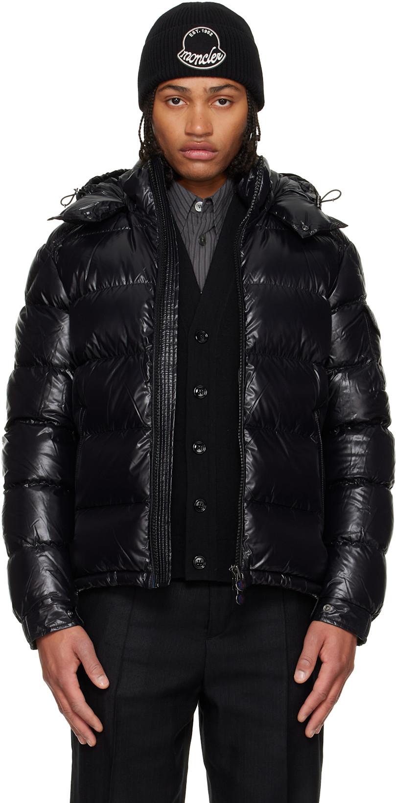 Black Maya Hooded Short Down Jacket by MONCLER